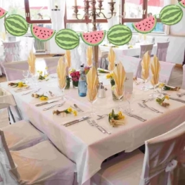 Watermelon Banner and Cake Picks Set Beautiful Bir..
