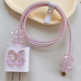 3D Pink Bow Cable Charger Protector Cover For IPho..