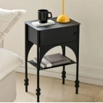 Nordic Sofa Edge Table with Black Narrow Edge Cabinet, Ideal for Small Bedrooms, Personalized Coffee Table Design