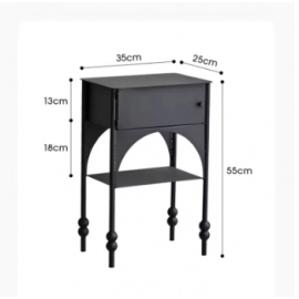 Nordic Sofa Edge Table with Black Narrow Edge Cabinet, Ideal for Small Bedrooms, Personalized Coffee Table Design