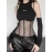 Black Bodysuit Lingerie Sexy Body Feminino See Through Corset Top Women Rave Outfit Mesh Patchwork One-Pieces Lenceria Femenina